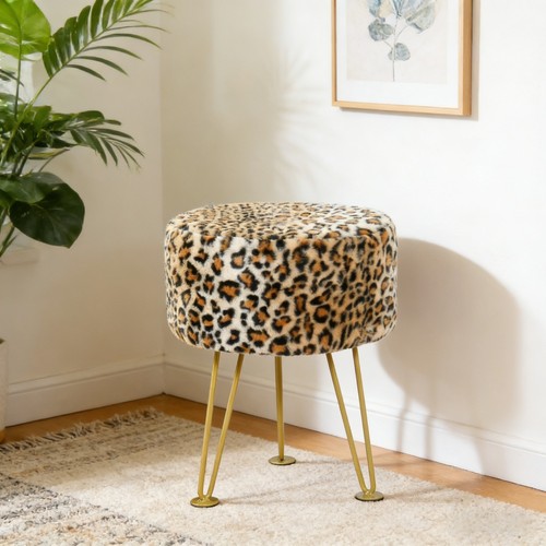 Hst leopard print ottoman faux - print,