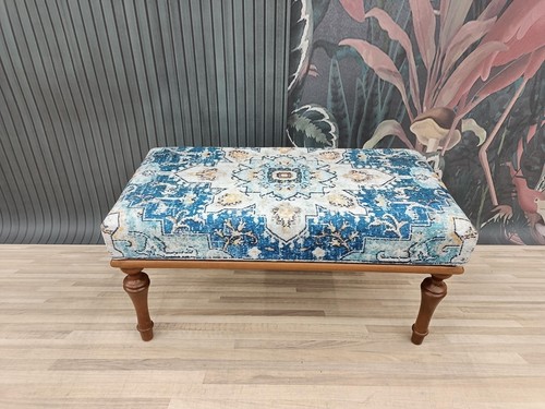 Blue pattern turkish rug - blue,