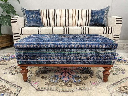 Navy blue ottoman - bench, with