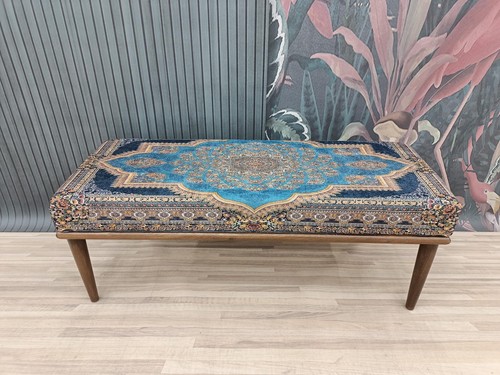 Blue rug pattern upholstered - blue,