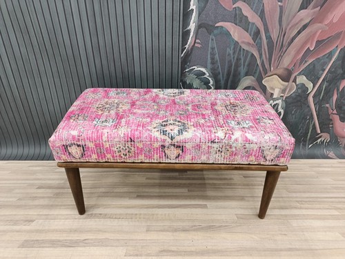 Pink handmade printed rug - printed,