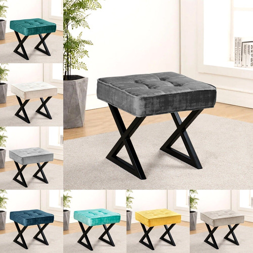Velvet upholstered ottoman - velvet,
