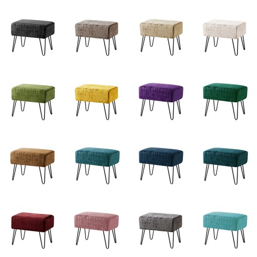 Plush textured velvet ottoman - velvet,