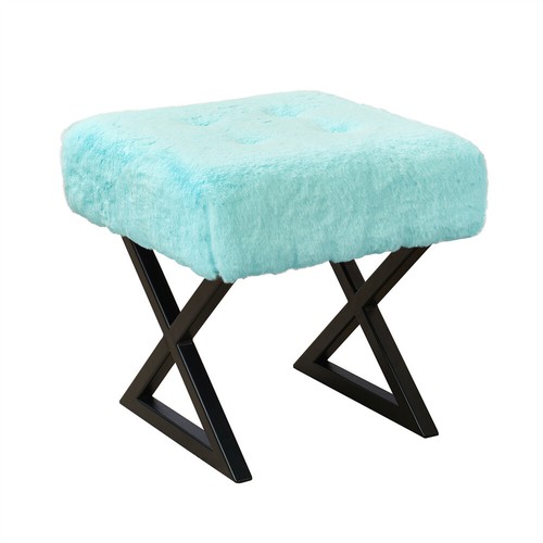 Square faux fur ottoman - faux,