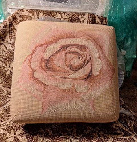Rose tapestry foot stool - foot,