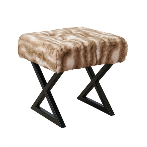 Stripe faux fur square - stripe, ottoman