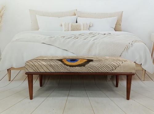 Handmade evil eye rug bench - handmade,