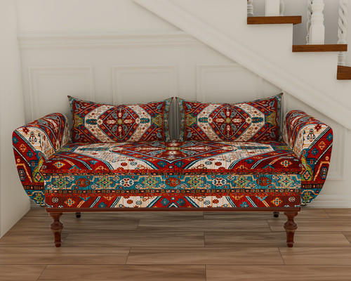 Red oriental printed rug - red,